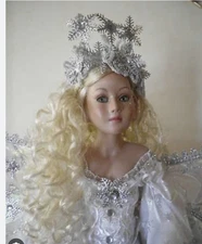 KIRKS FOLLY  FROST FAIRY QUEEN PORCELAIN DOLL 26" TALL WITH STAND 