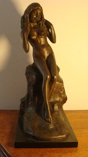 Antica statuina erotica bronzo ragazza nuda G(iuseppe) Siccardi 10 kg Italia 1946