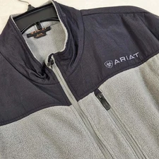 Ariat Jacket Mens X-Large Polar Fleece Long Sleeve Zip-Front Gray