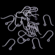 60Pcs Clear 0.65mm Safety Non-Allergenic Plastic Earring Hooks Ear Wire clear