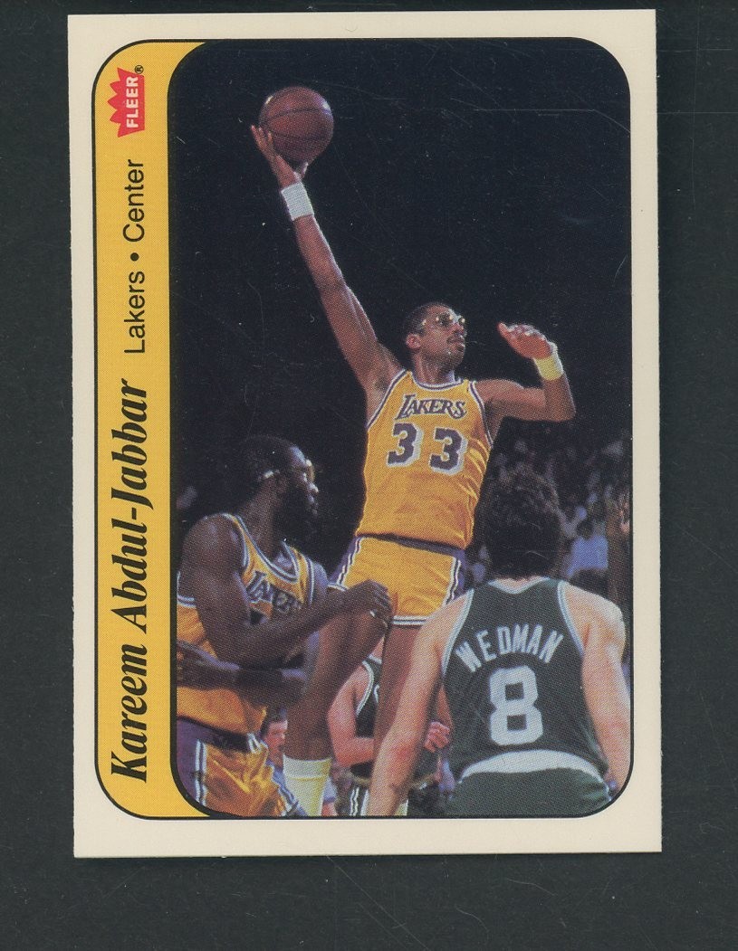 Auction #4 1986-87 Fleer Sticker #1 Kareem Abdul-Jabbar Los Angeles Lakers HOF