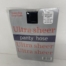 Pantyhose Ultra Sheer Queen size 1X-3X Jet Black Extra Wide 160-240Lbs