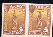 ESPAÑA VIÑETA GUERRA CIVIL CATALUNYA VINEBRE 2 SELLOS SIN DENTAR