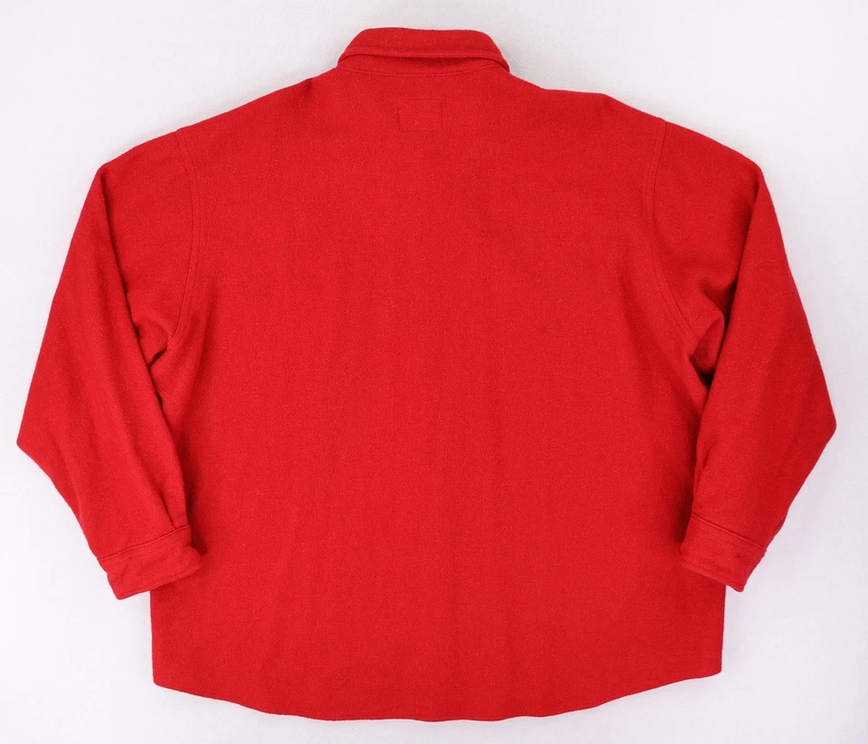 Woolrich Wool Shirt Jacket Mens 2XL Red Flannel Button Front Double Chest Pocket - Image 3 of 4