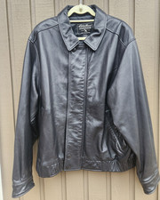 Vintage Eddie Bauer Jacket Leather Bomber Motorcycle Aviator Black Men's X-Large