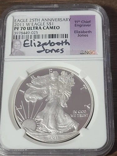 2011-W Proof American Silver Eagle NGC PF70 Ultra Cameo Elizabeth Jones Signed