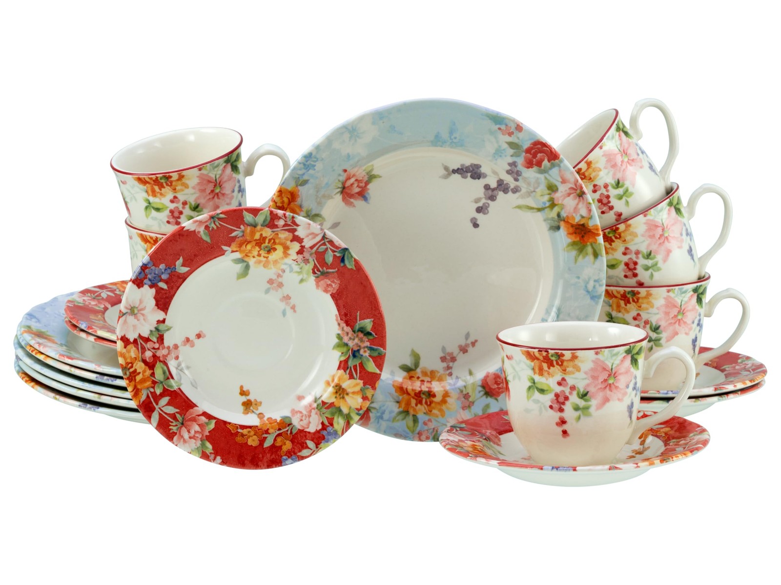 CreaTable 24487 Crimson 18-tlg Geschirrset Kaffeeservice Kaffeegeschirr