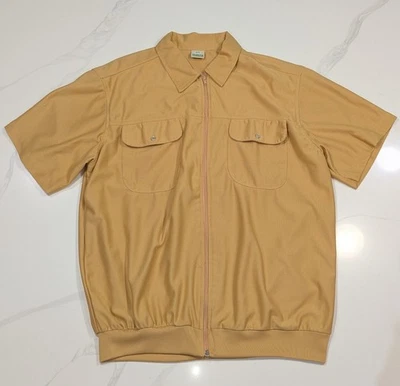 Vtg Haband Casual Full Zip Shirt Mens Large L Golf Mustard Yellow Pearl Snap -T - Image 1 of 4