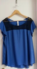 Pure Energy Women's Top Blue Lace Detail Size 3X