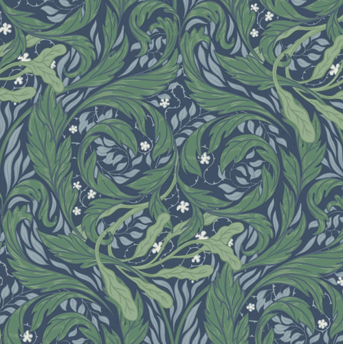 VALE LEAF BLUE GREEN WALLPAPER QUALITY FEATURE WALL 221501 - Picture 2 of 15