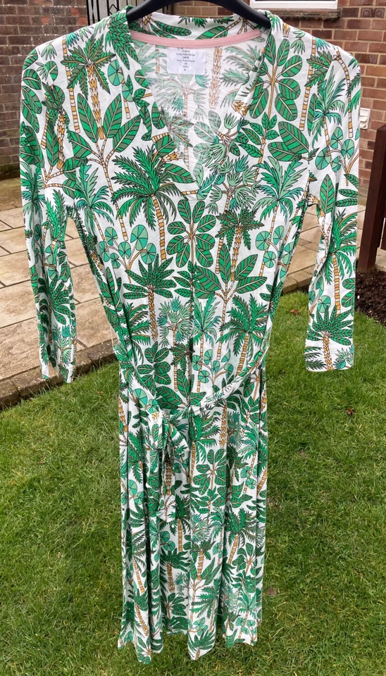 Boden jersey kaftan midi dress size 8 long ivory,palm forest. DOO76      B25A--- - Image 4 of 4