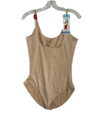 Spanx Assets Luxe Lean Open Bust Slimming Bodysuit Size 1X Plus Nude New NWT