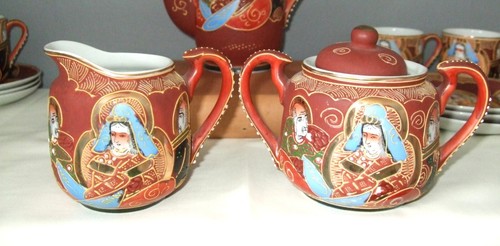 Vintage Japanese Satsuma style Moriage Tea/Coffee set-16 piece-hand painted 30's - Picture 4 of 9