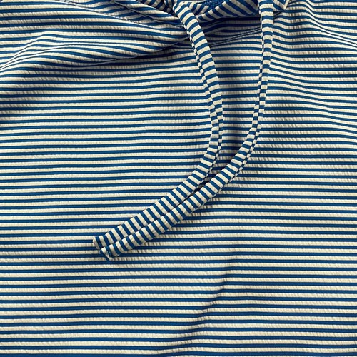 Rhone Hoodie Men Medium Blue Striped Seersucker Camp Performance Pullover Hiking - Picture 4 of 13