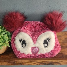 Owl Kids Beanie Children's Place Stocking Hat little girls L/XL burgundy maroon