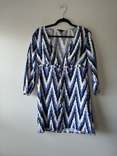 Talbots Women's Linen Caftan Swim Coverup Dress Tie Waist Geometric Size Small