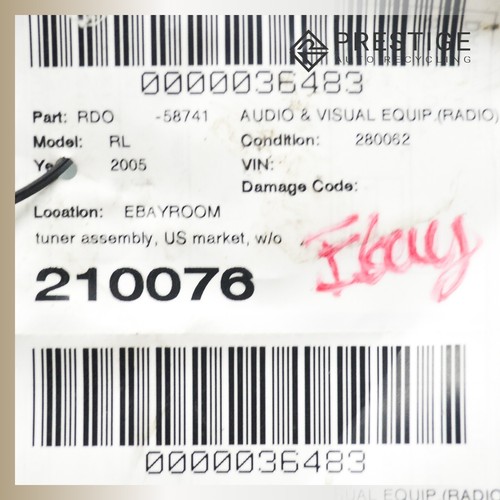 2005 ACURA RL AM FM CD Player Radio Receiver 39100-SJA-A002 ID:4XL0 OEM - Picture 7 of 7