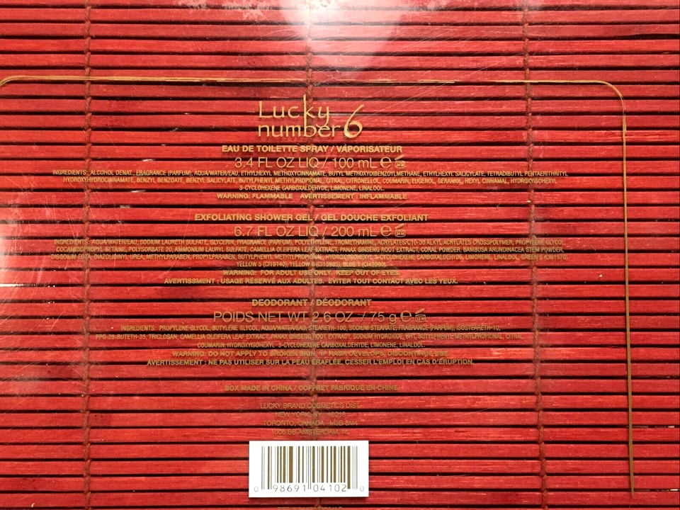 LUCKY NUMBER 6 para HOMBRES JUEGO DE 3 piezas 3,4 oz EDT spray + 6,7 oz S/gel + 2,6 oz desodorante/palo Foto 3 de 3