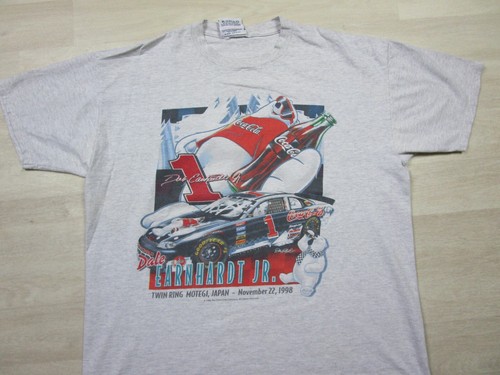 Vintage 90s Dale Earnhardt Jr T-Shirt (XL) Coca-Cola Twin Ring Motegi Japan 1998