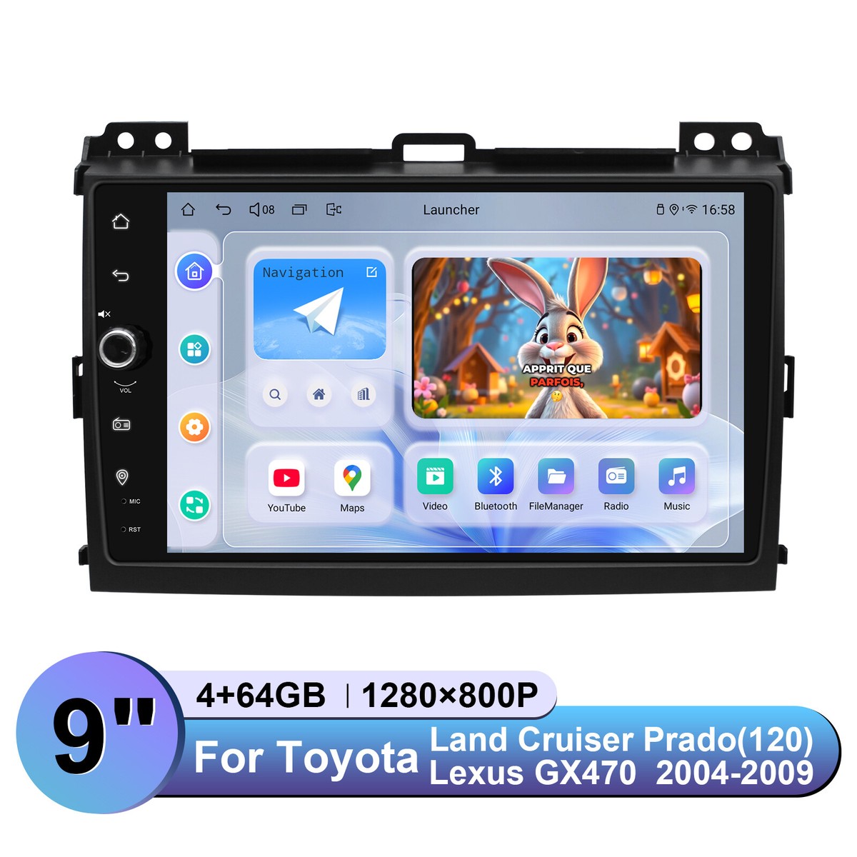 JOYING 9 Inch Android 13 Car Radio for 04-09 Land Cruiser Prado