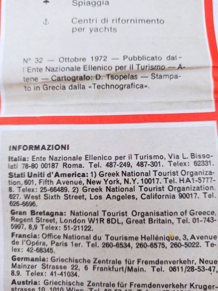 Vintage 1972 map of Greece Carta della Grecia, mint condition - Image 4 of 4