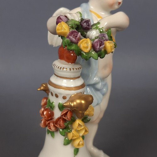 Porzellan Figur Dresden Putto geflügelt mit Blumenkrone Sammlung Vintage 1950 - Bild 7 von 10