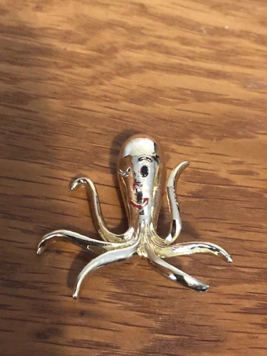 Vintage Gerry's Signed Gold Tone Octopus Brooch Pin Retro Costume Jewelry MCM
