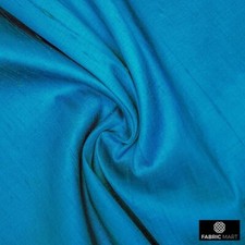 Turquoise Blue 100 Pure Silk Dupioni Fabric by the Yard, 1 Yard Blue Silk