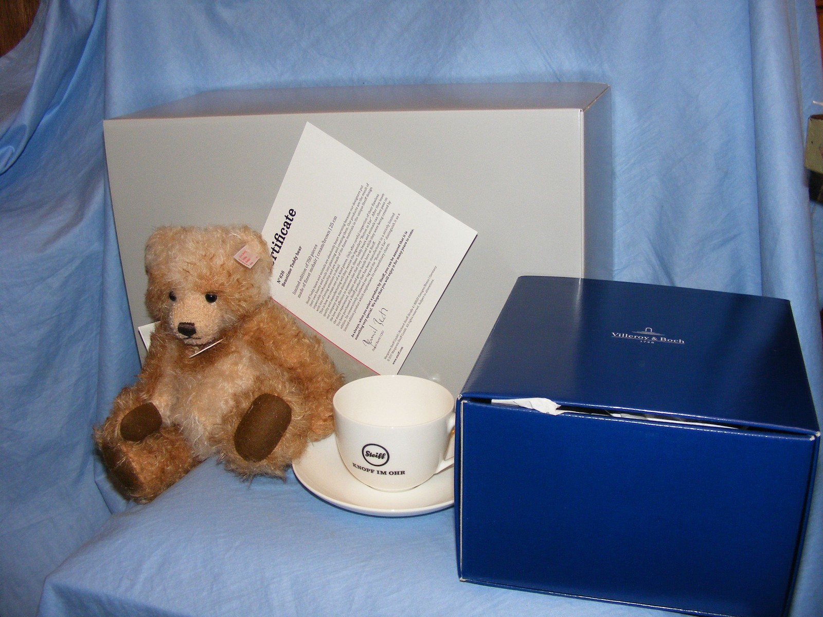 Steiff Teddy Bear Benotime With Cup And Saucer Limited Edition New Present Gift
