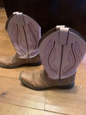 JUSTIN Boot Kids Size 5D Style 2669Y Bay Westerner SQUARE TOE Pink Brown Boots