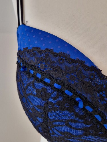 32D Ann Summers Underwired Push Up Bra Black Blue - Picture 3 of 8