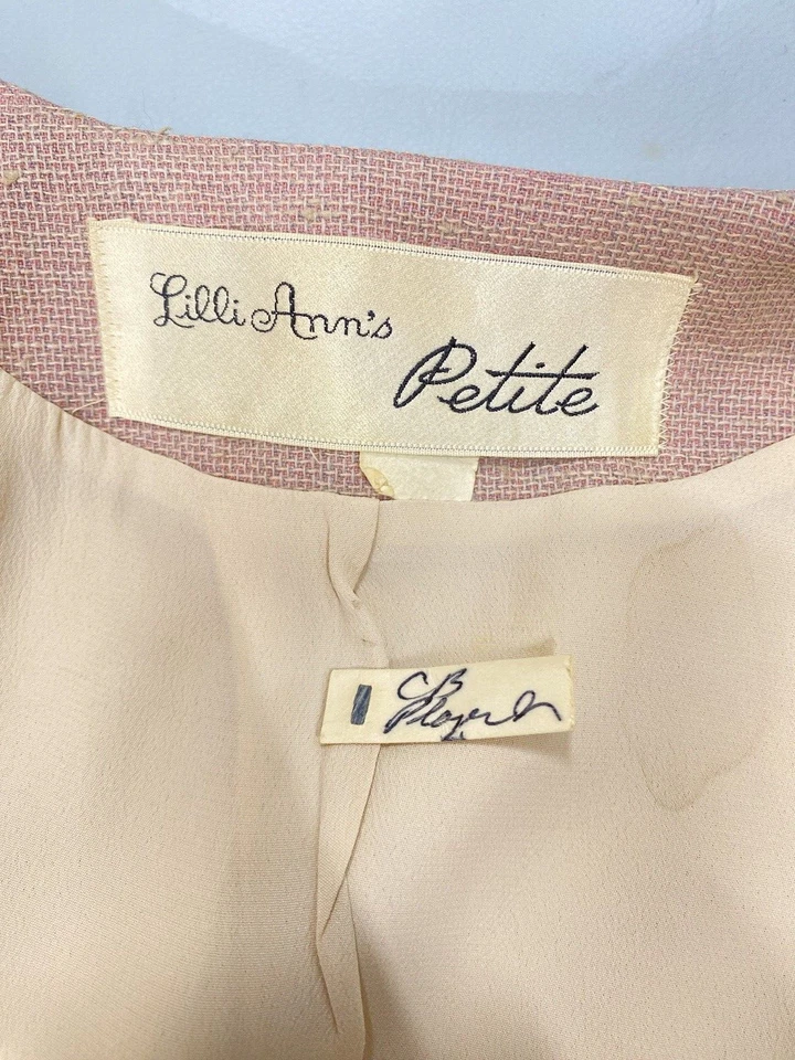 Conjunto Traje Falda Vintage TALLA PEQUEÑA PETITE Rosa Seda Natural LILLI ANN'S 60s Foto 2 de 4