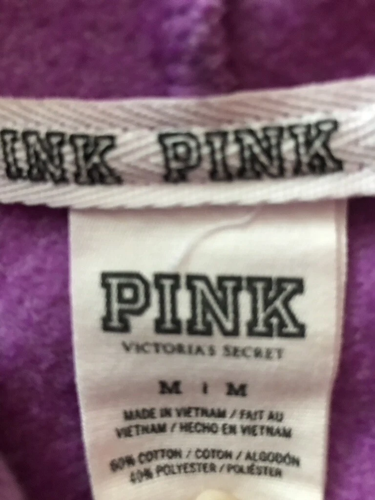UNDERCOVER FELPA CON CAPPUCCIO VICTORIA'S SECRET VIOLA ZIP DAVANTI CON TASCHE TAGLIA M ROSA AMORE