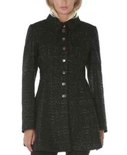 New Laundry Shelli Segal Single-breasted Wool Blend Coat Size L Black L1206