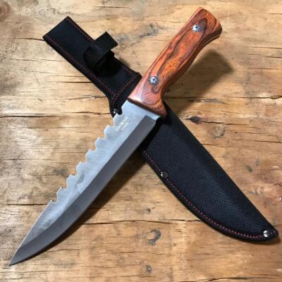 2 PCS Brown Wood Rambo Hunting Bowie Survival Knives with Nylon Sheath