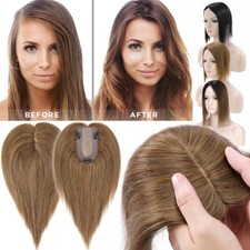 Women 100 Human Hair Topper Toupee Clip In Mono Silk Base Real Remy Hairpiece A