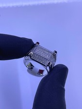 925 STERLING SILVER ICED OUT LAB SIMULATED DIAMOND RING / Size 6