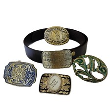 NWOT Brown Pellemelle Italian Leather Belt 5 Removable Buckles Last Hole 36 Inch