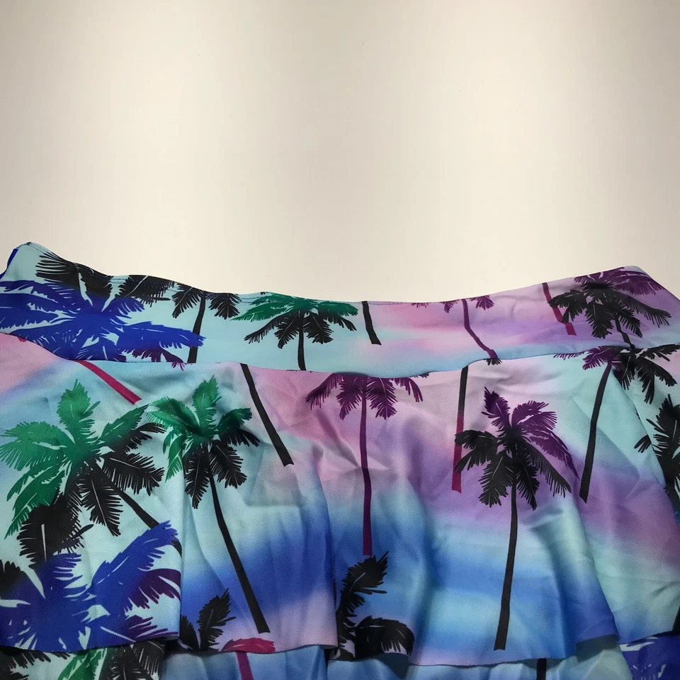 NEW Palm Tree Topical Print Multicolor Layered Swing Swim Skirt Womens 3XL Plus - Image 3 of 4