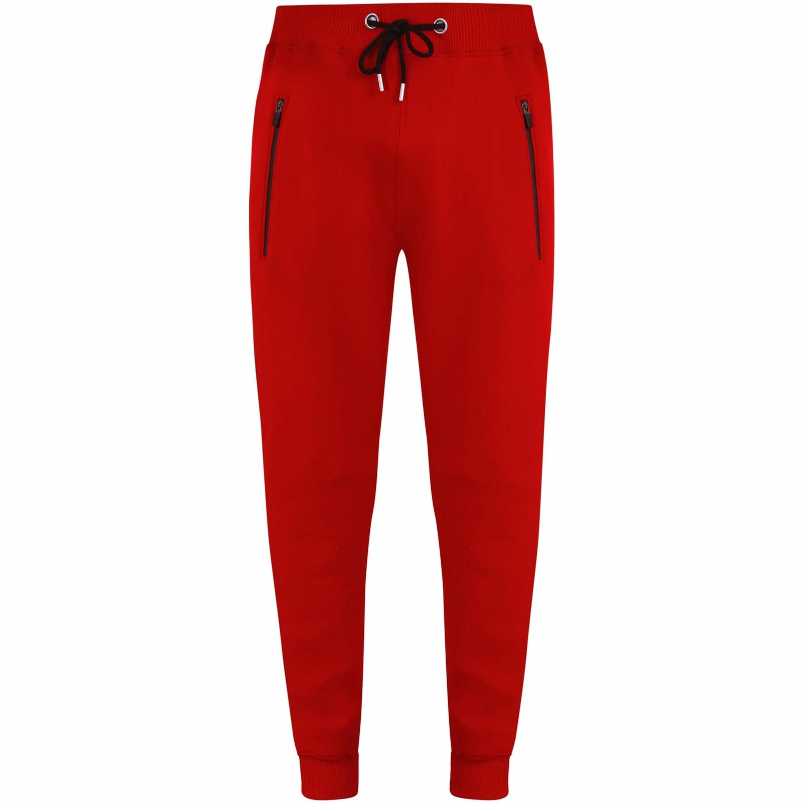 Mens Gym Trousers Exercise Sweatpants Red Fleece Jogging Bottoms Joggers