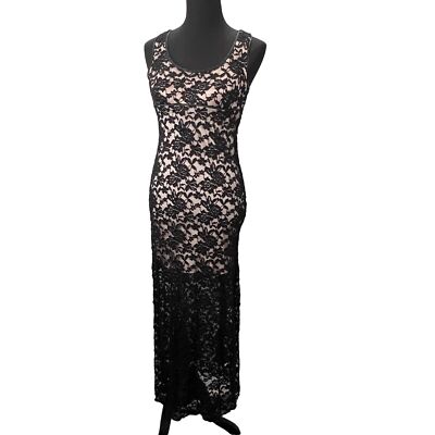 Windsor Black Lace Nude Sheath Evening Dress S Prom Formal