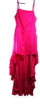 NWT-Show Me your  Mumu  Ruffle Bi Level  Dress Hot Pink Luxe Satin XS