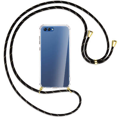 Handykette für Honor View 10 / V10 schwarz/gold (G) Hülle mit Band Kordel