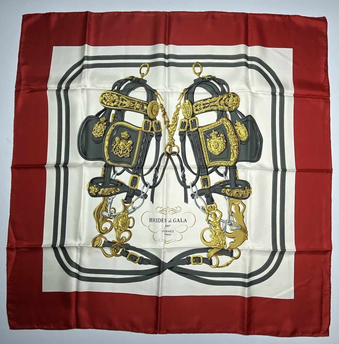 Hermes Silk Scarf 90, 1957 Red, Brides de Gala by Guygkar Hermes Silk Scarf 90, 1957 Red, Brides de Gala by Guygkar