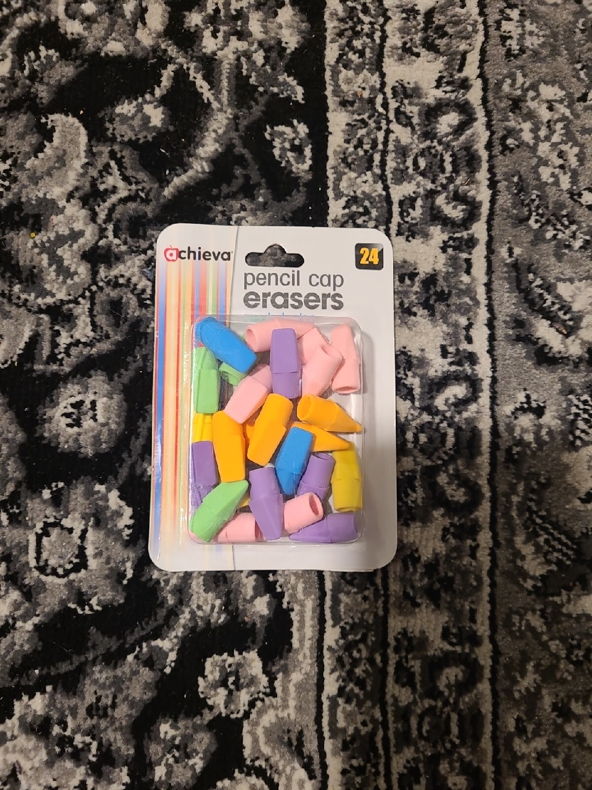 Pencil Eraser Caps, 24 in a Pack, Assorted Colors