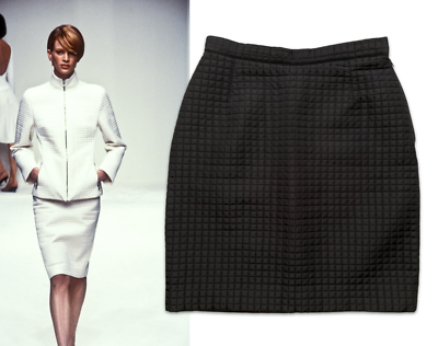 Prada Vintage Archive Fall 1995 Black Quilted Nylon Skirt M Runway