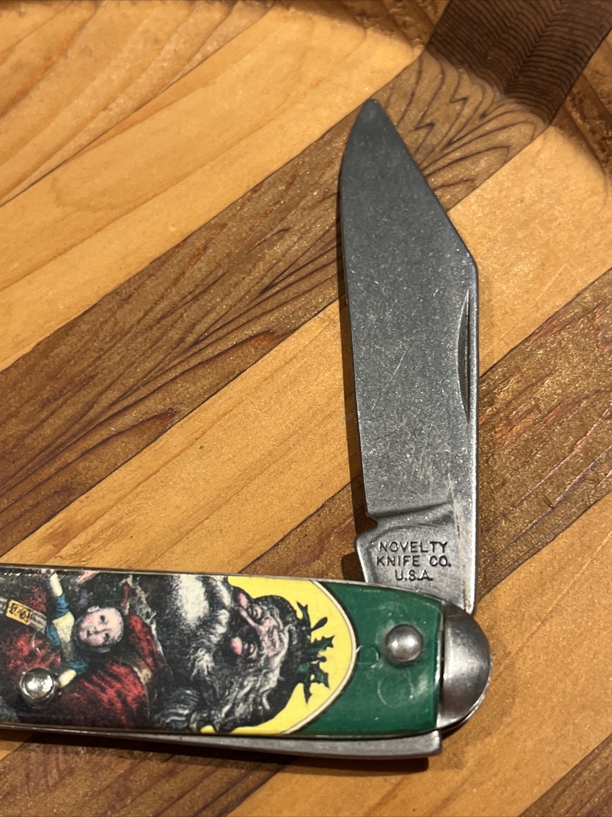 Vintage Novelty Knife Co Happy Holidays Folding Knife Pocket KnifeUSA