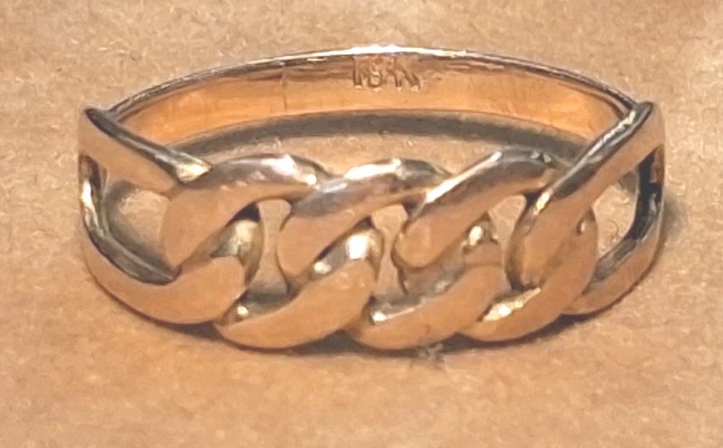 VTG 18k Gold Cuban Curb chain link Knot Ring  2.5 Grams