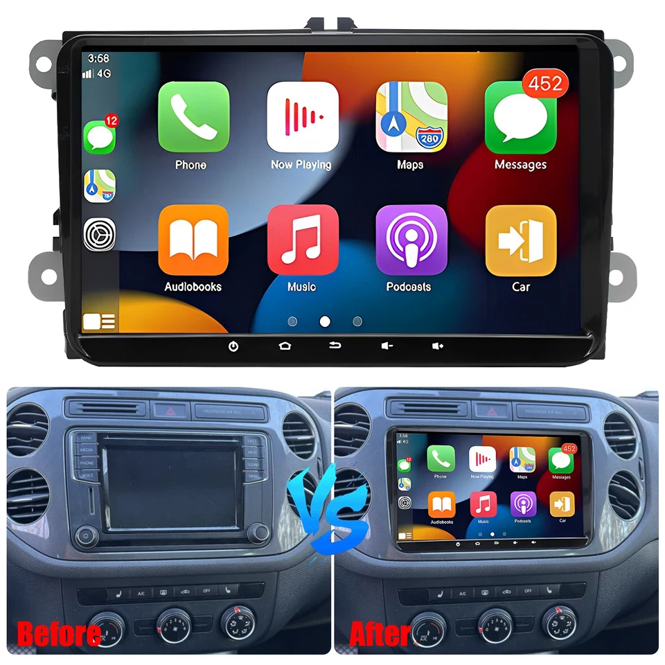 For VW Caddy Touran Golf Android 13 Car Stereo Radio GPS Sat Nav DAB+ CarPlay BT Foto 4 de 4