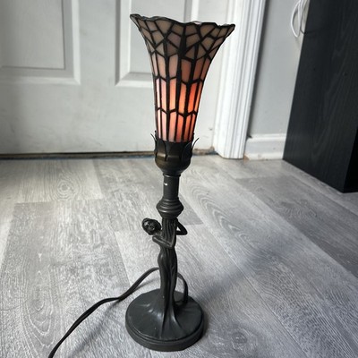 Meyda Lighting Pink Tiffany Pond Lily Lady Lamp 14.75 High